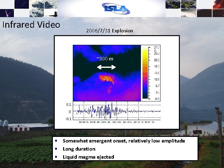 Infrared Video 2006/7/31 Explosion ~300 m 0. 1 0 -0. 1 • Somewhat emergent