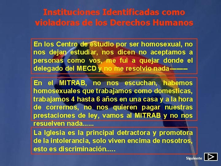 Instituciones Identificadas como violadoras de los Derechos Humanos En los Centro de estudio por
