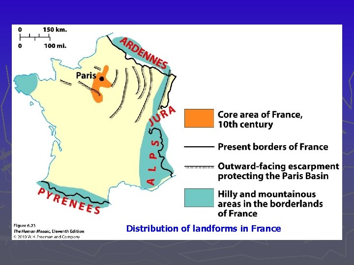Distribution of landforms in France 
