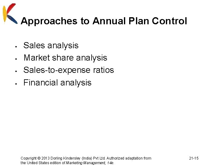 Approaches to Annual Plan Control § § Sales analysis Market share analysis Sales-to-expense ratios