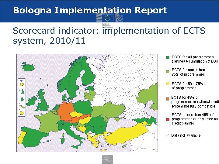 Bologna Implementation Report Scorecard indicator: implementation of ECTS system, 2010/11 ECTS for all programmes;
