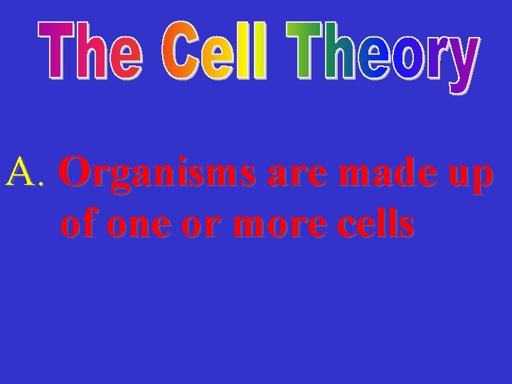 A. Organisms are made up of one or more cells 