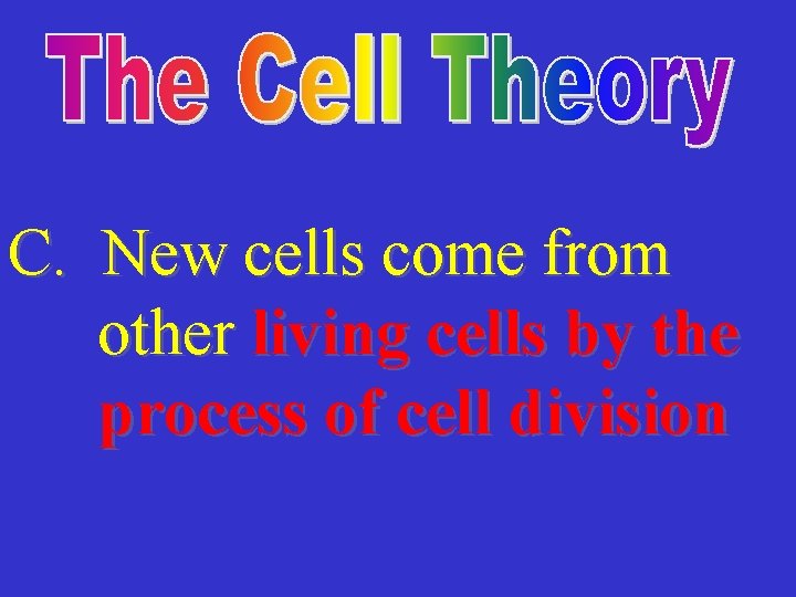 C. New cells come from other living cells by the process of cell division