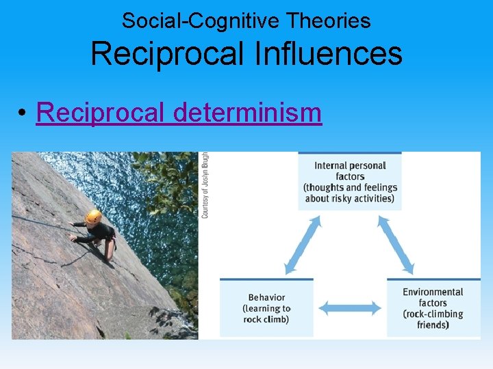 Social-Cognitive Theories Reciprocal Influences • Reciprocal determinism 