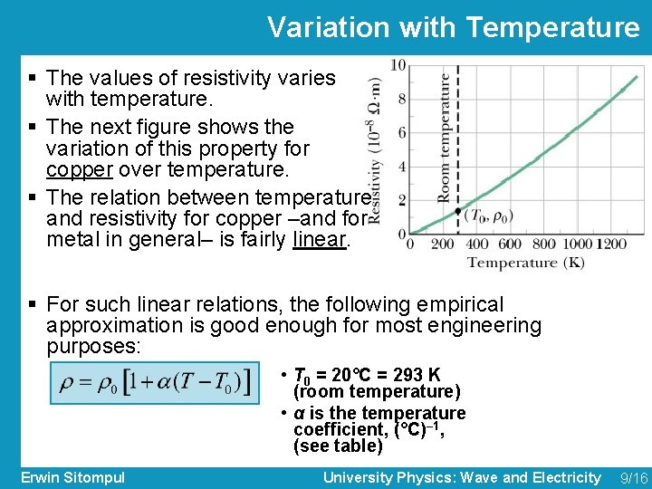 Variation with Temperature § The values of resistivity varies with temperature. § The next