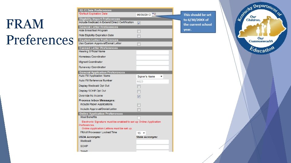 FRAM Preferences 