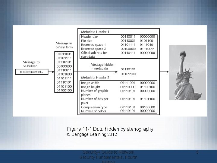 Figure 11 -1 Data hidden by stenography © Cengage Learning 2012 Security+ Guide to