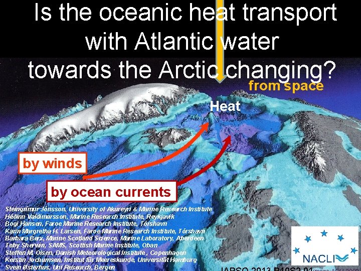 Is the oceanic heat transport with Atlantic water towards the Arctic changing? from space Is the oceanic heat transport with Atlantic water towards the Arctic changing? from space