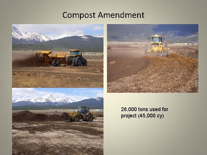 Compost Amendment 28, 000 tons used for project (45, 000 cy) 