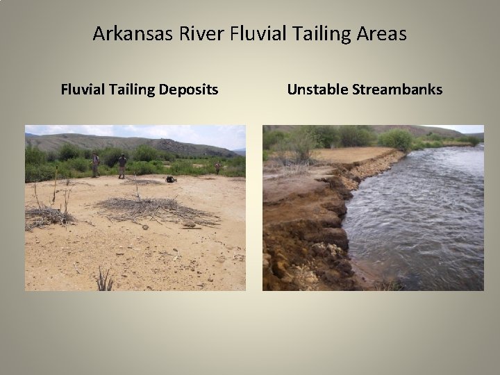 Arkansas River Fluvial Tailing Areas Fluvial Tailing Deposits Unstable Streambanks 