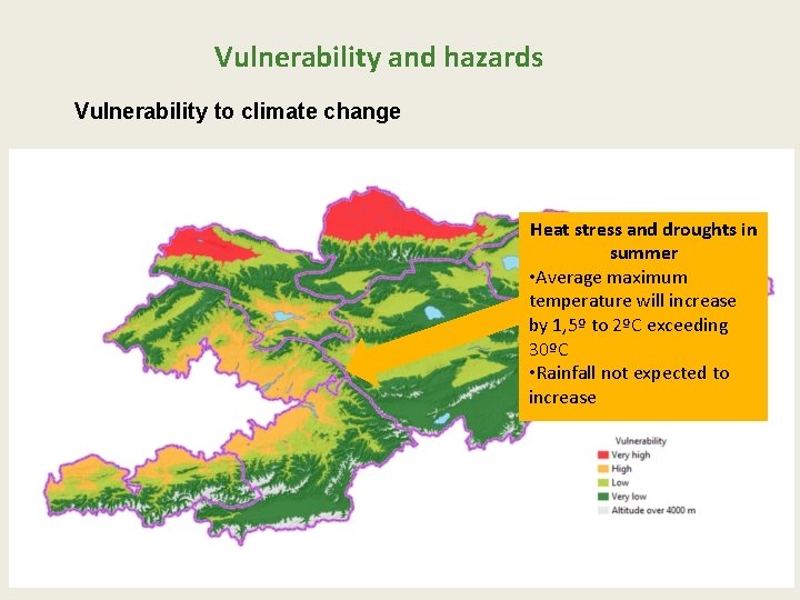 Vulnerability and hazards Vulnerability to climate change Heat stress and droughts in summer •