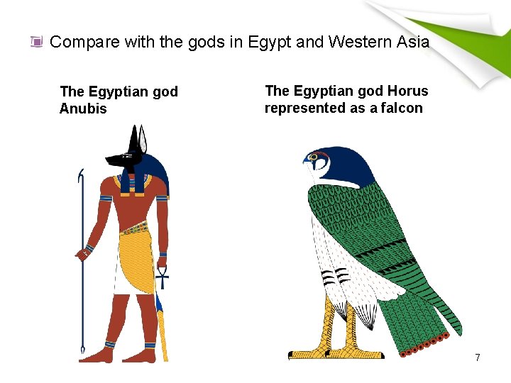 Compare with the gods in Egypt and Western Asia The Egyptian god Anubis The