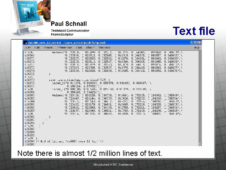 Text file Note there is almost 1/2 million lines of text. Structured ASIC Xcellence