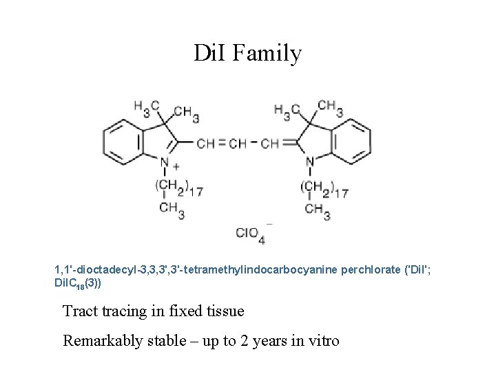 Di. I Family 1, 1'-dioctadecyl-3, 3, 3'- tetramethylindocarbocyanine perchlorate ('Di. I'; Di. IC 18(3)) Di. I Family 1, 1'-dioctadecyl-3, 3, 3'- tetramethylindocarbocyanine perchlorate ('Di. I'; Di. IC 18(3))