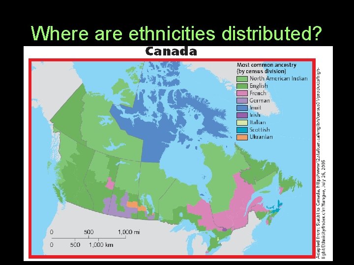 Where are ethnicities distributed? 
