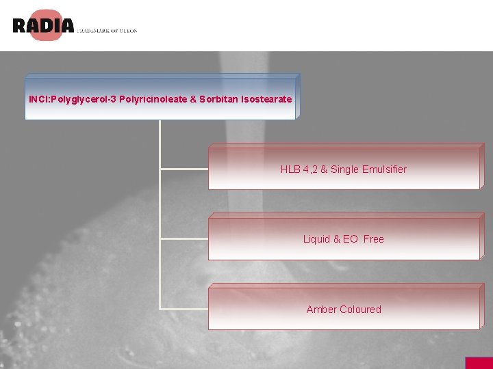 INCI: Polyglycerol-3 Polyricinoleate & Sorbitan Isostearate HLB 4, 2 & Single Emulsifier Liquid &