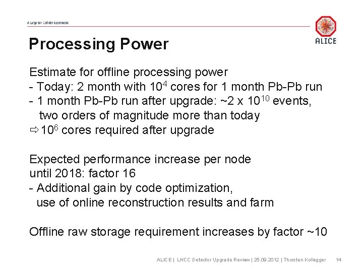 Processing Power Estimate for offline processing power - Today: 2 month with 104 cores