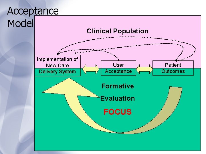 Acceptance Model Implementation of New Care Delivery System Clinical Population User Acceptance Formative Evaluation