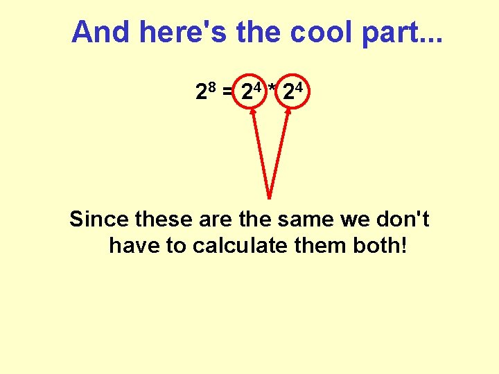And here's the cool part. . . 28 = 2 4 * 2 4 And here's the cool part. . . 28 = 2 4 * 2 4
