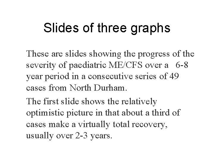 Slides of three graphs These are slides showing the progress of the severity of