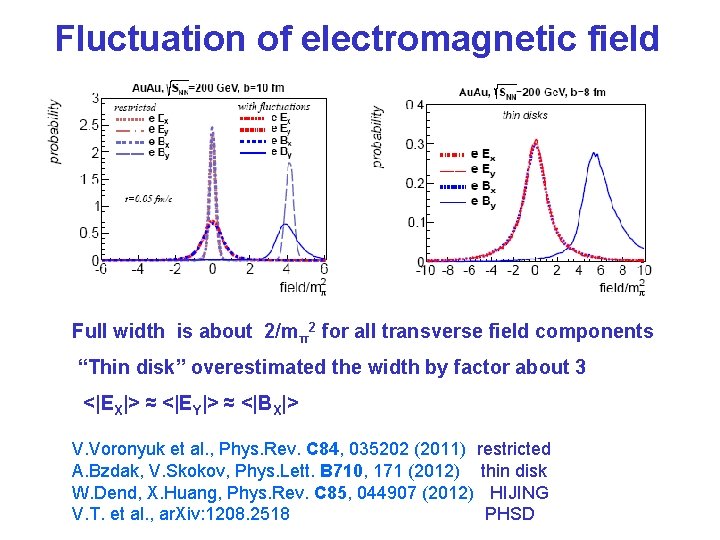 Fluctuation of electromagnetic field Full width is about 2/mπ2 for all transverse field components
