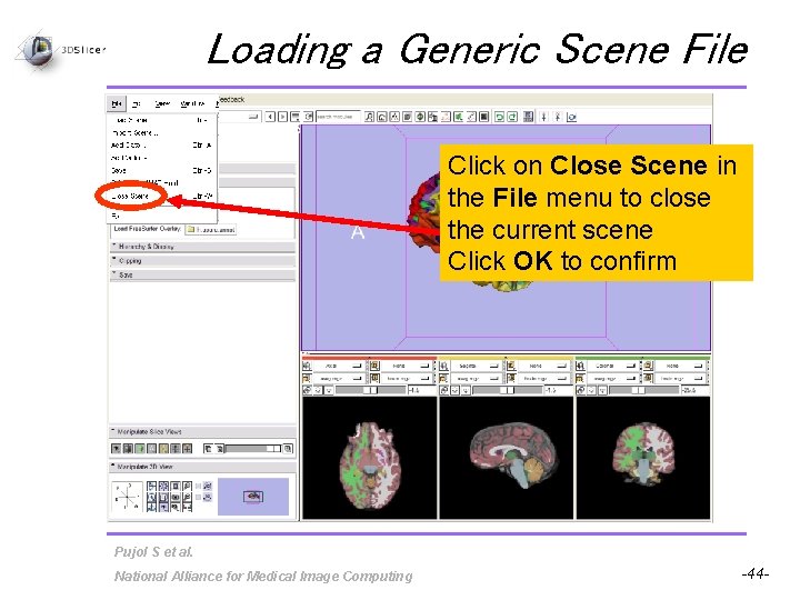 Loading a Generic Scene File Click on Close Scene in the File menu to