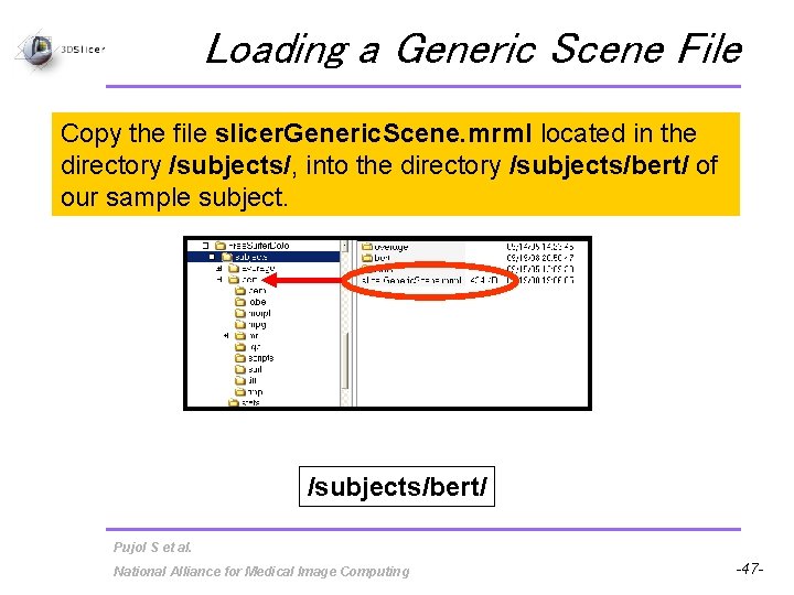 Loading a Generic Scene File Copy the file slicer. Generic. Scene. mrml located in