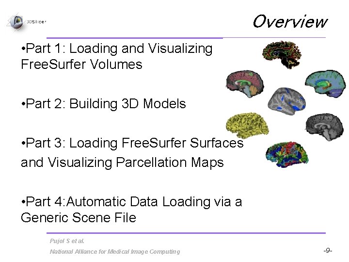 Overview • Part 1: Loading and Visualizing Free. Surfer Volumes • Part 2: Building