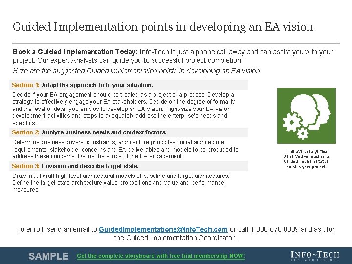 Guided Implementation points in developing an EA vision Book a Guided Implementation Today: Info-Tech