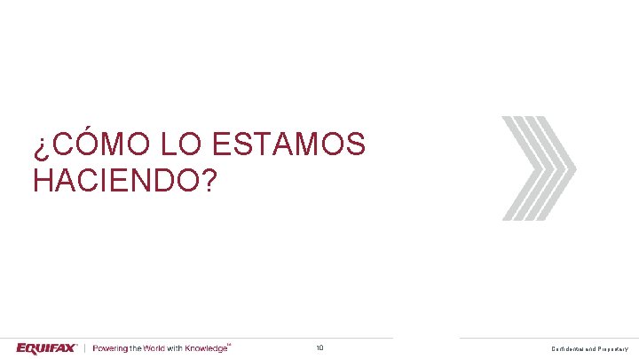 ¿CÓMO LO ESTAMOS HACIENDO? 10 Confidential and Proprietary 