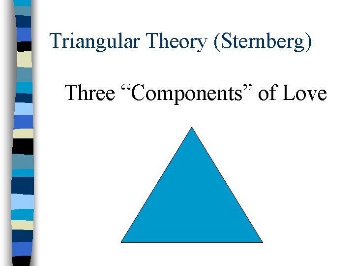 Triangular Theory (Sternberg) Three “Components” of Love 