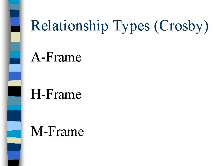 Relationship Types (Crosby) A-Frame H-Frame M-Frame 