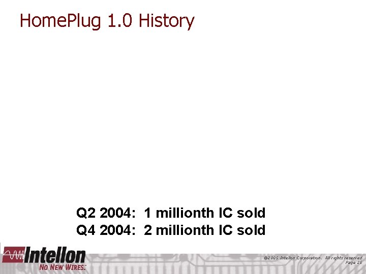 Home. Plug 1. 0 History Q 2 2004: 1 millionth IC sold Q 4