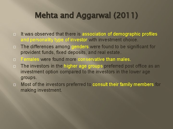 Mehta and Aggarwal (2011) � � � It was observed that there is association