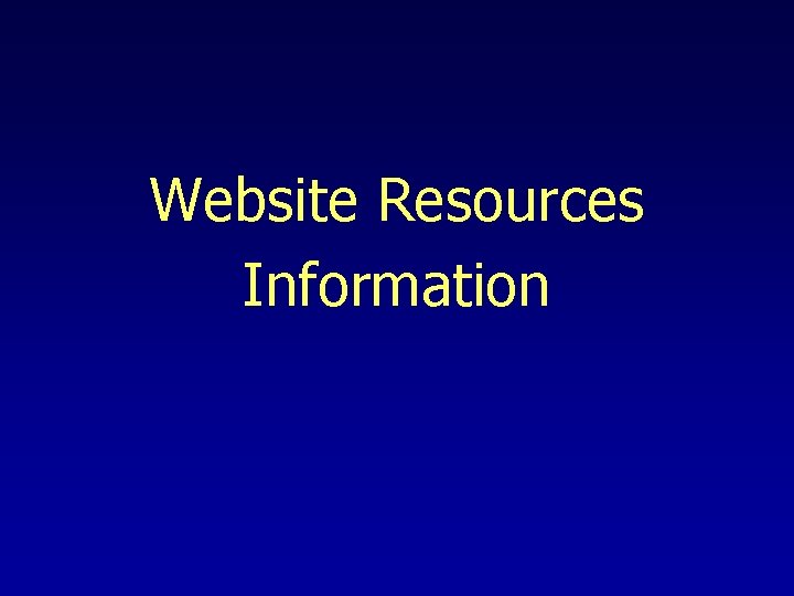 Website Resources Information 