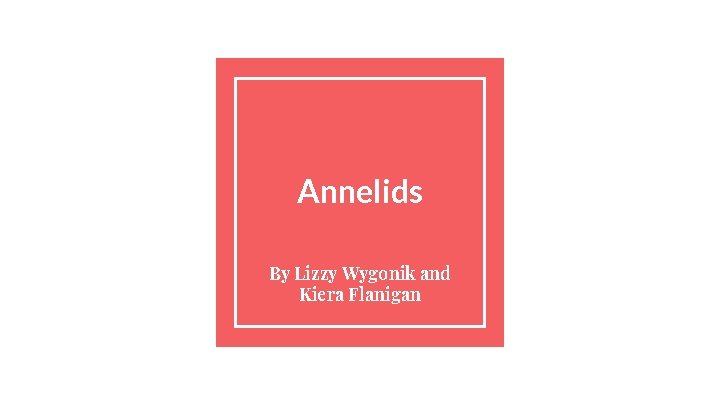 Annelids By Lizzy Wygonik and Kiera Flanigan 