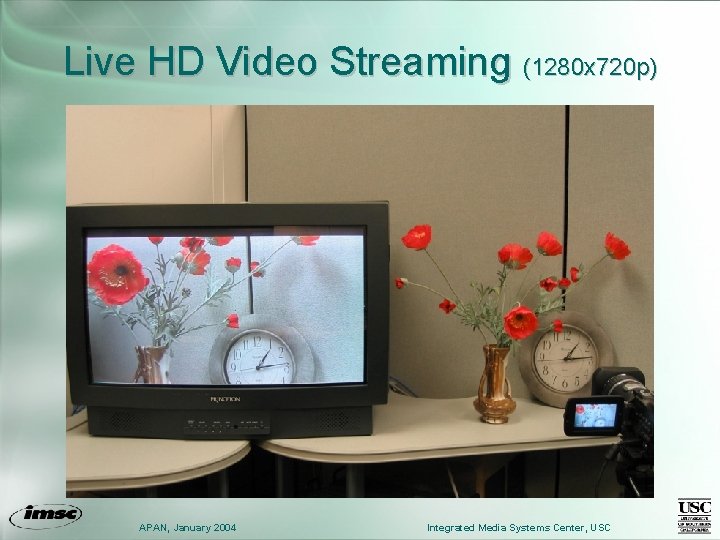Live HD Video Streaming (1280 x 720 p) APAN, January 2004 Integrated Media Systems