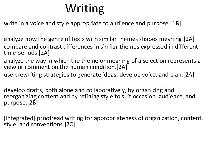 Writing write in a voice and style appropriate to audience and purpose. [1 B]