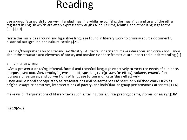 Reading use appropriate words to convey intended meaning while recognizing the meanings and uses