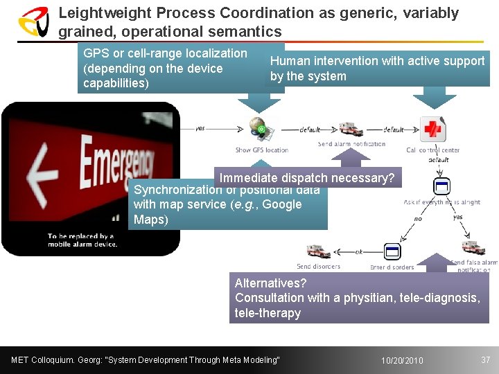 Leightweight Process Coordination as generic, variably grained, operational semantics GPS or cell-range localization (depending