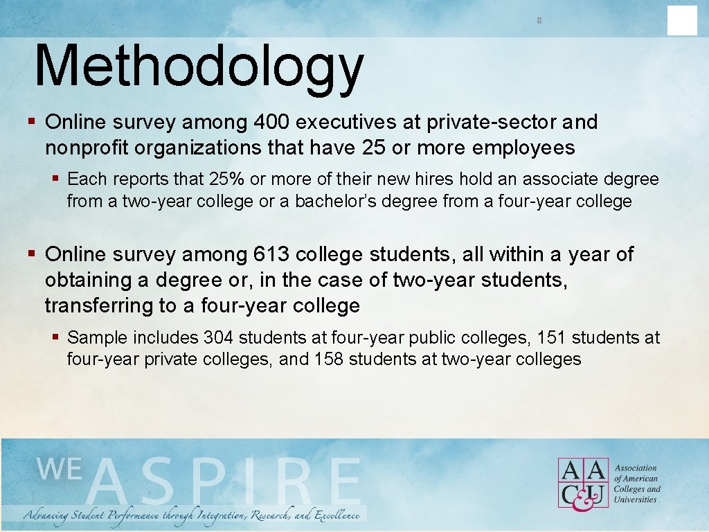 8 Methodology § Online survey among 400 executives at private-sector and nonprofit organizations that