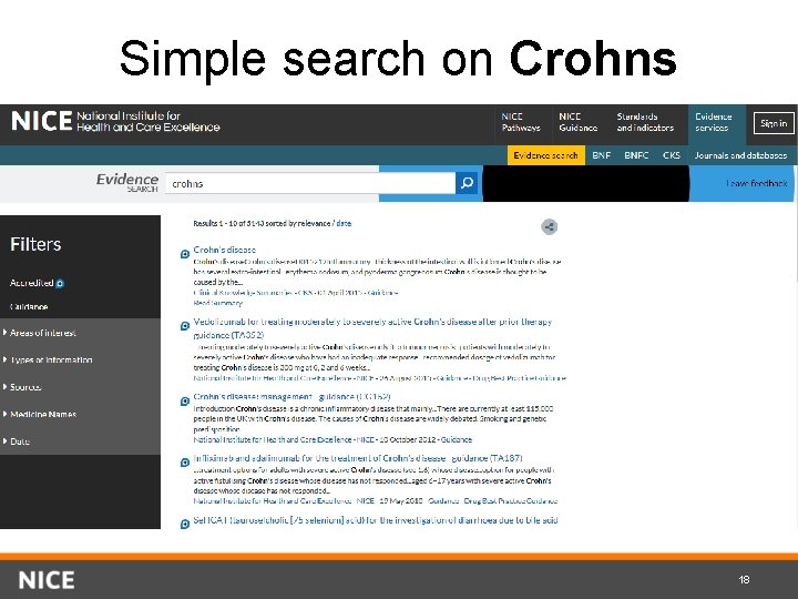 Simple search on Crohns 18 