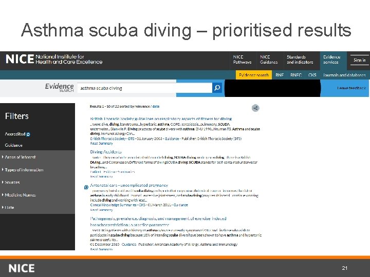 Asthma scuba diving – prioritised results 21 