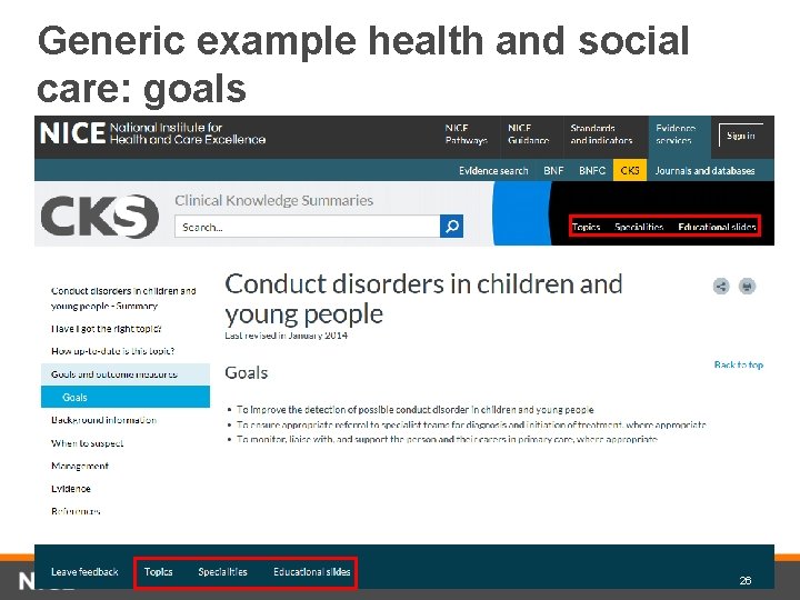 Generic example health and social care: goals 26 
