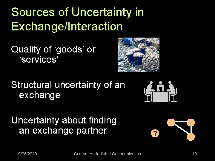 Sources of Uncertainty in Exchange/Interaction Quality of ‘goods’ or ‘services’ Structural uncertainty of an