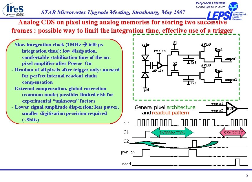 Wojciech Dulinski dulinski@lepsi. in 2 p 3. fr STAR Microvertex Upgrade Meeting, Strasbourg, May Wojciech Dulinski dulinski@lepsi. in 2 p 3. fr STAR Microvertex Upgrade Meeting, Strasbourg, May