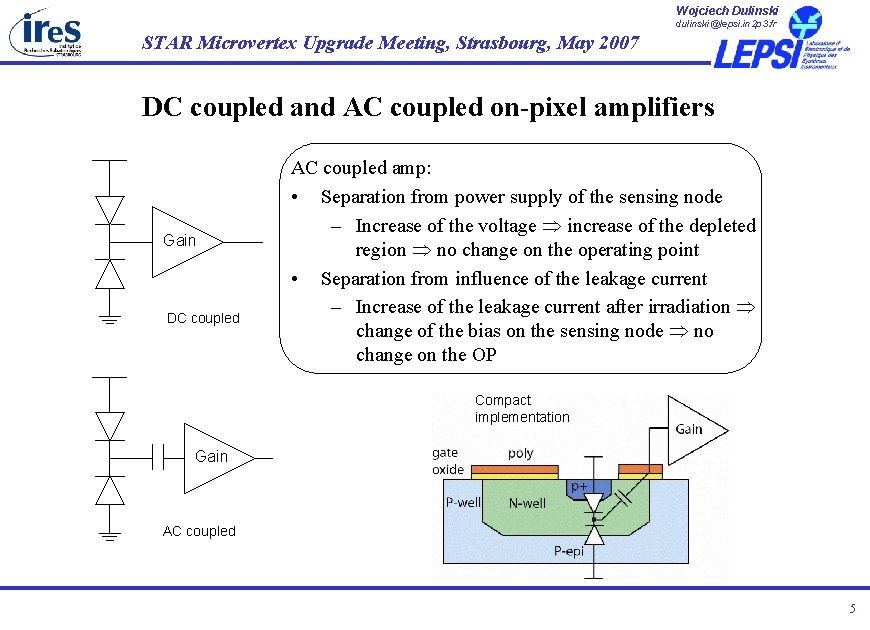 Wojciech Dulinski dulinski@lepsi. in 2 p 3. fr STAR Microvertex Upgrade Meeting, Strasbourg, May Wojciech Dulinski dulinski@lepsi. in 2 p 3. fr STAR Microvertex Upgrade Meeting, Strasbourg, May