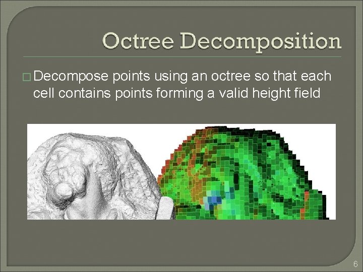 � Decompose points using an octree so that each cell contains points forming a