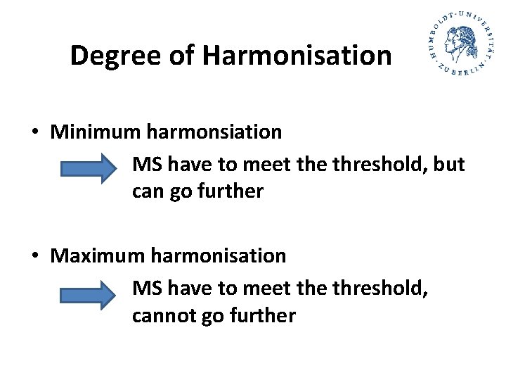 Degree of Harmonisation • Minimum harmonsiation MS have to meet the threshold, but can Degree of Harmonisation • Minimum harmonsiation MS have to meet the threshold, but can