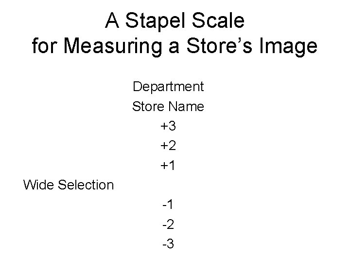 A Stapel Scale for Measuring a Store’s Image Department Store Name +3 +2 +1